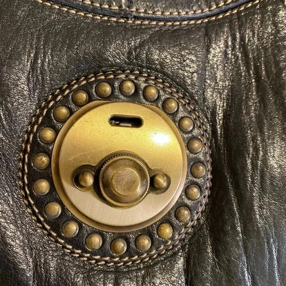 Francesco Biasia black leather hobo handbag